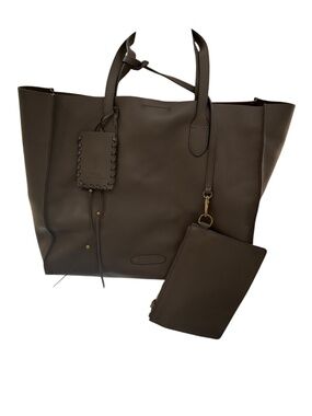 Polo Ralph Lauren taupe leather classic tote bag purse with zip pouch hangtag